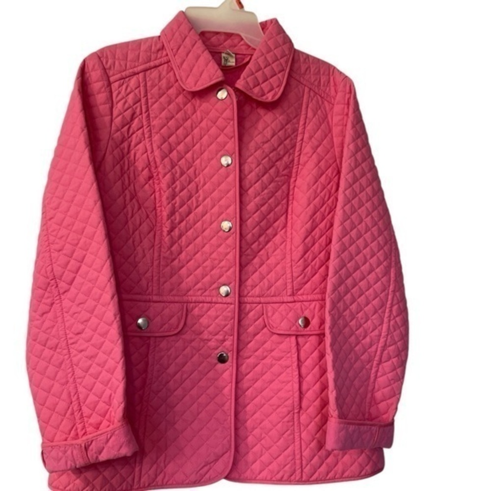 Quilted Pink Jacket barn style silver snap pocket jacket in size medium